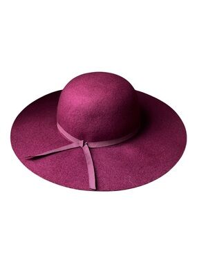 Old Navy Hat wool wide brim round crown ribbon accent western boho size L/XL